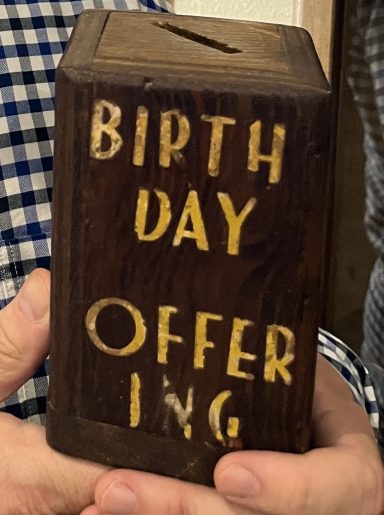 Liberty Church birthday offering box